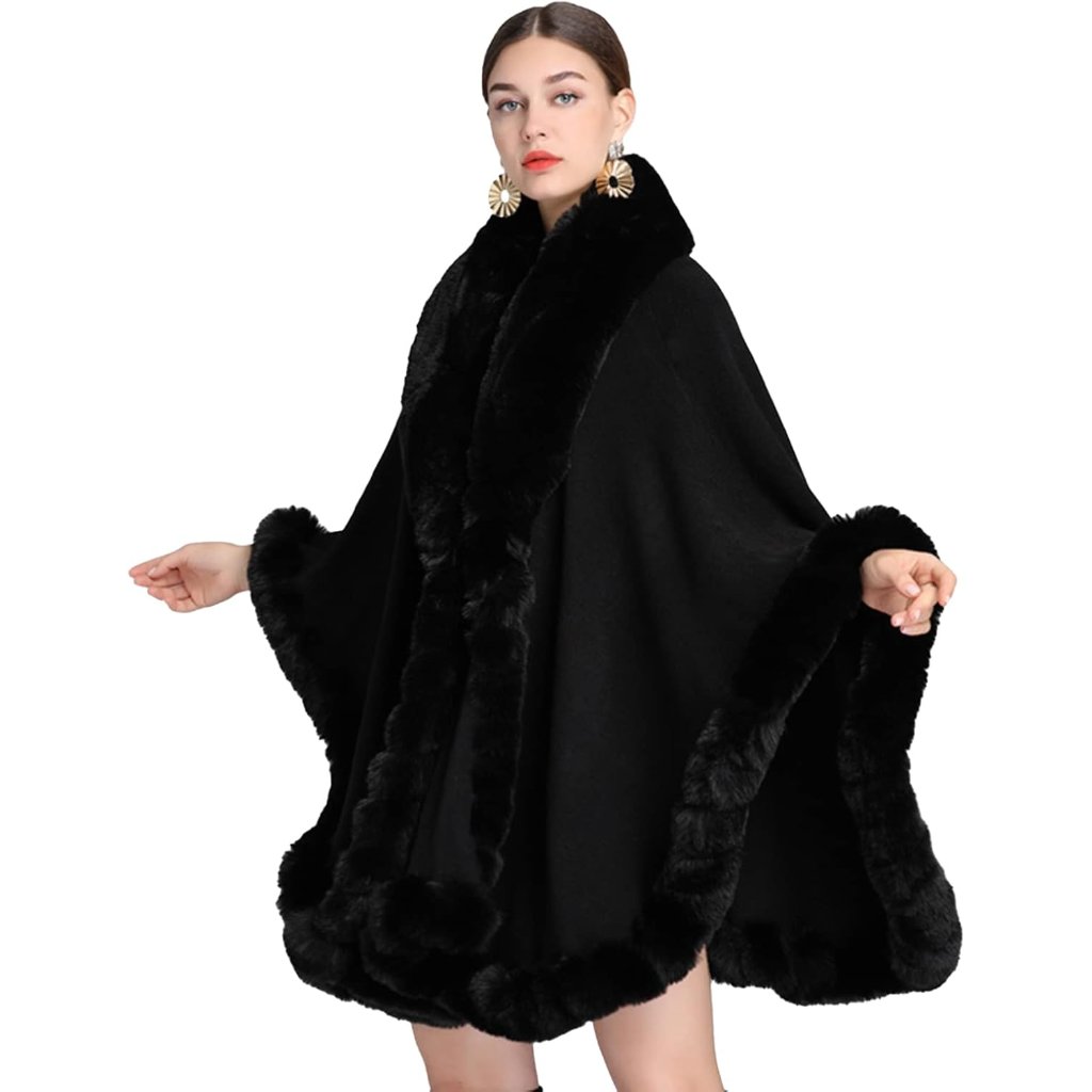 Ponchos For Women Shawls And Wraps Evening Dresses Faux Fur Collar Cloak Cape Pa